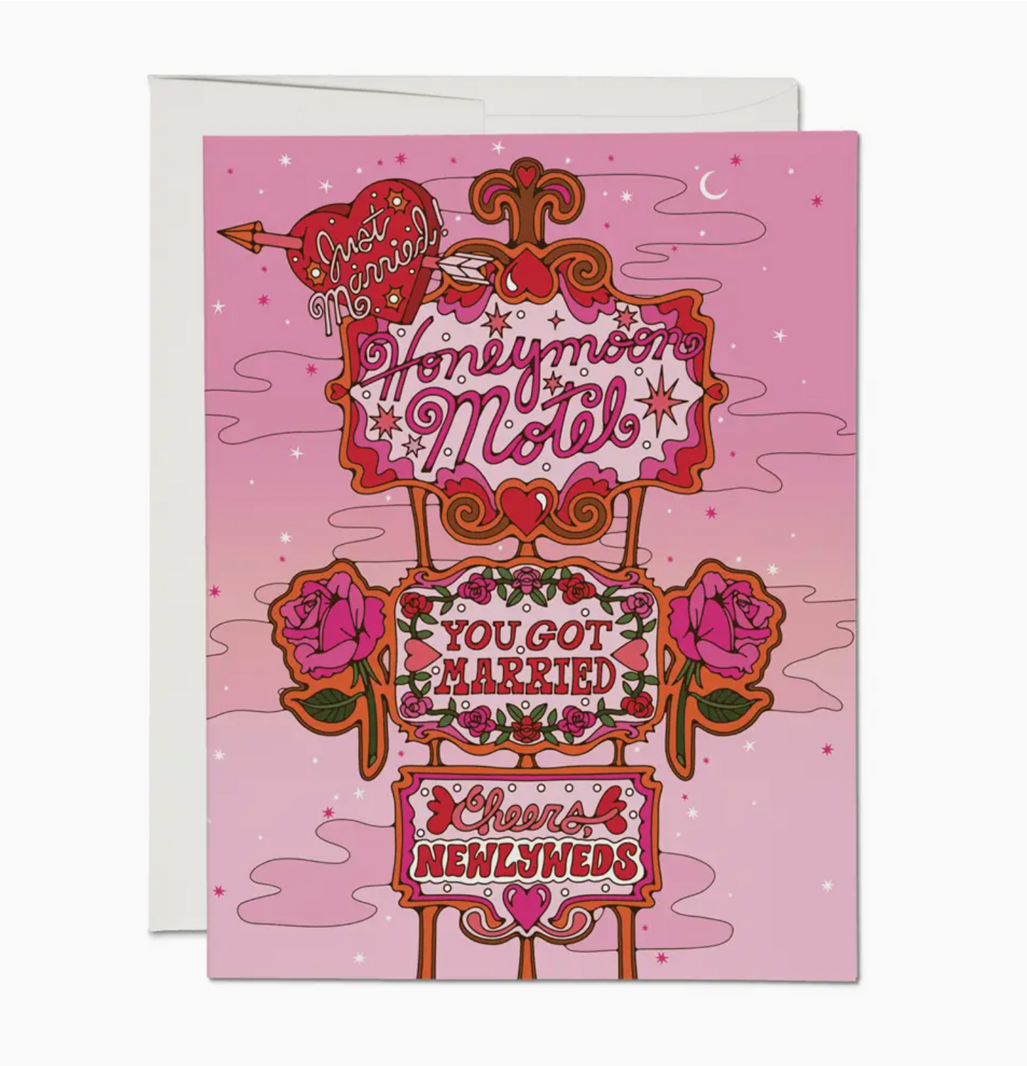 Honeymoon Motel Wedding Greeting Card