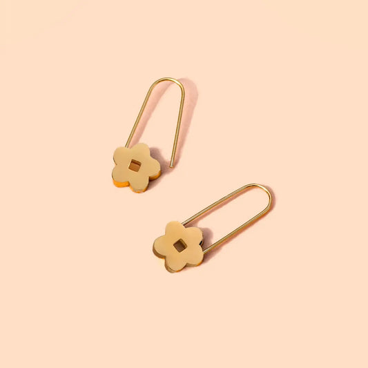 Blossom Pin Hoops - Gold Plated