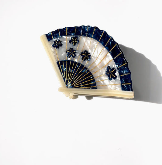 Hand-Painted Blossom Fan Claw Hair Clip