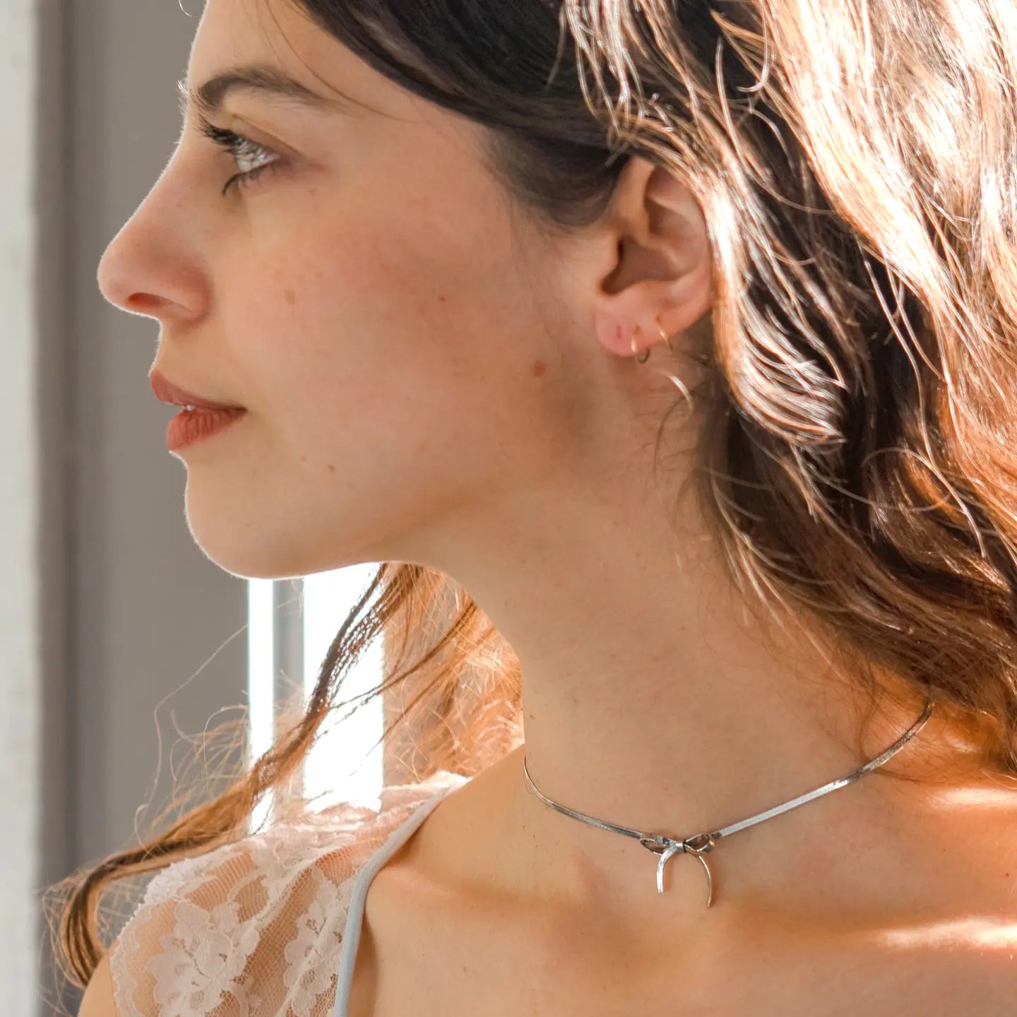 Bow Peep Choker Necklace - Stainless Steel