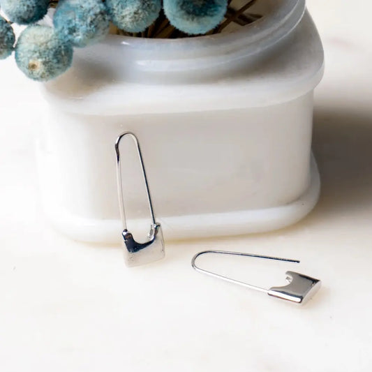 Sid Safety Pin Earrings - Silver Plated