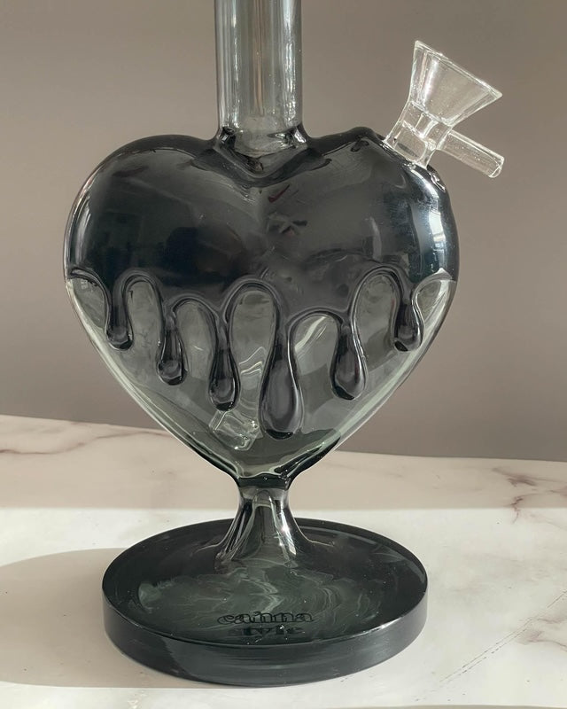 Black Drip Heart Vase