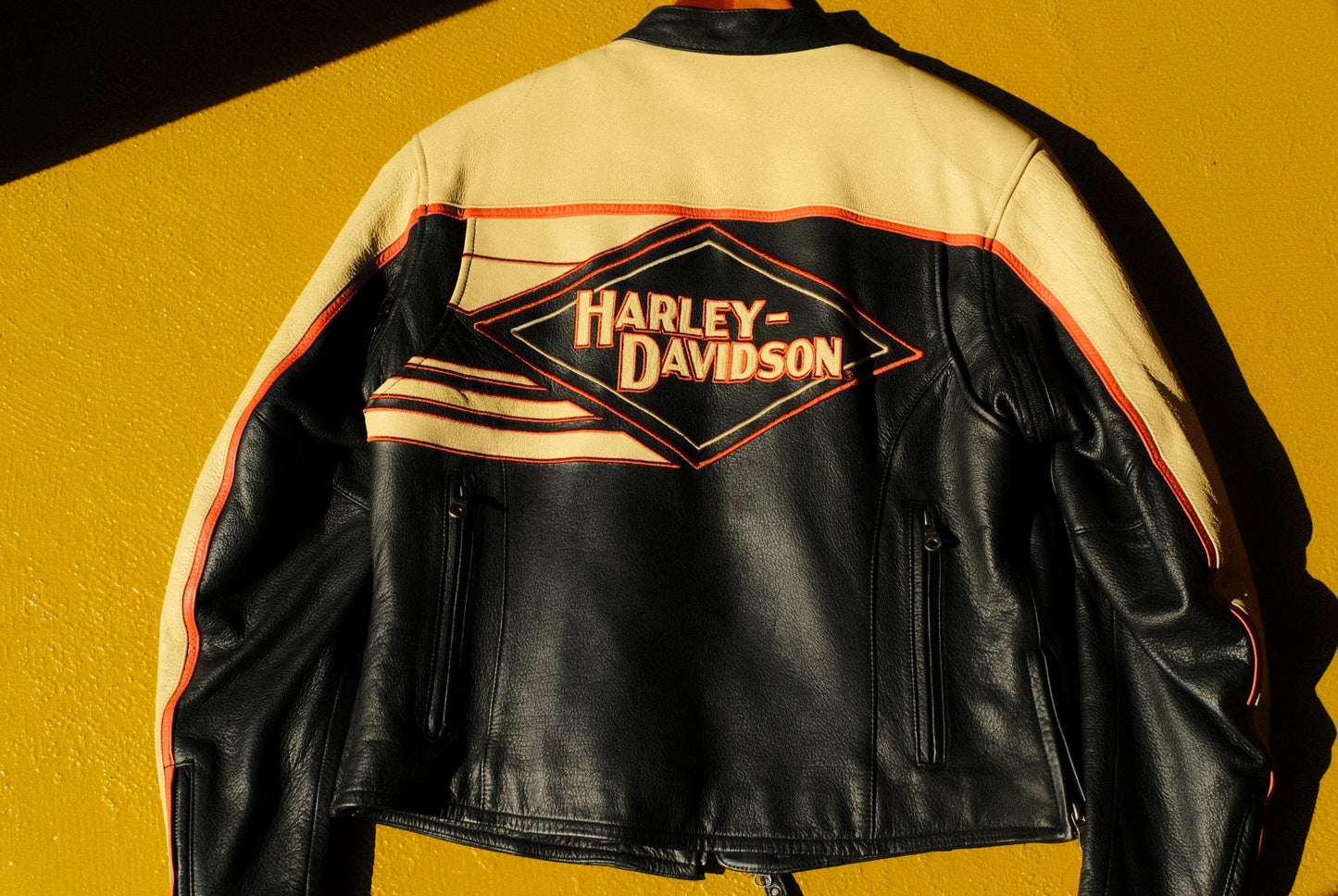 Harley Davidson Black and Cream Jacket - Women’s M