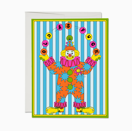 Old Clown Birthday Card