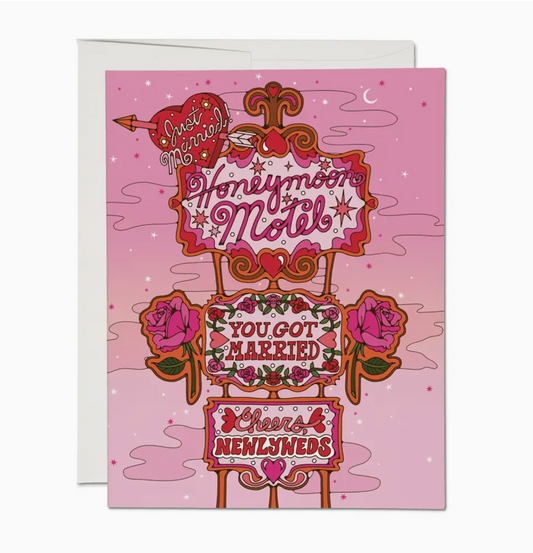 Honeymoon Motel Wedding Greeting Card