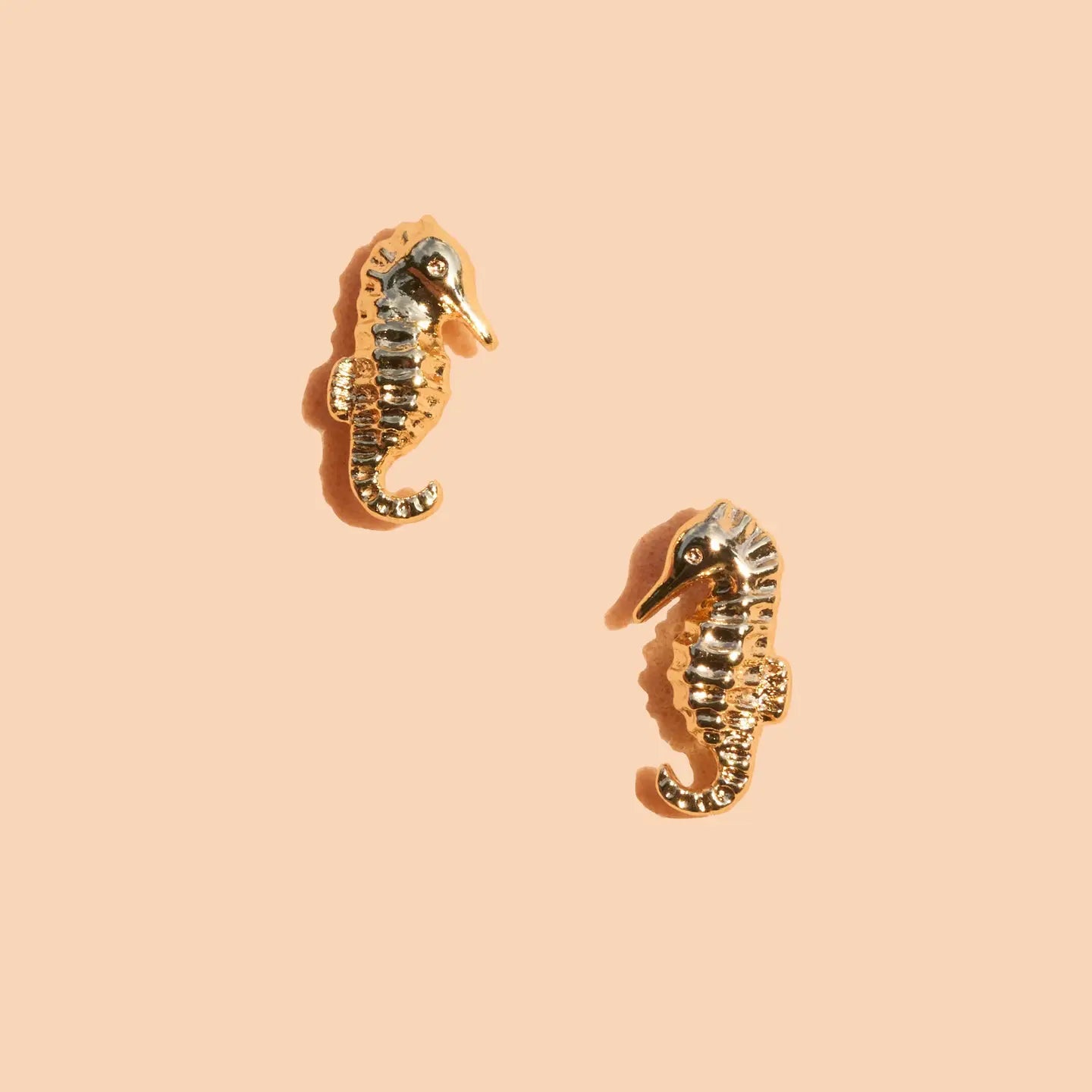 Fortune Seahorse Studs - 18K Gold Plated
