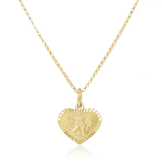 Mod + Jo 14k Cherub Heart Pendant Necklace